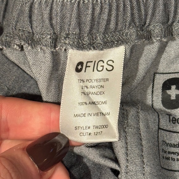 FIGS Technical Kade Scrub Pants Women's Charcoal Grey Cargo Drawstring XXS - Picture 7 of 8